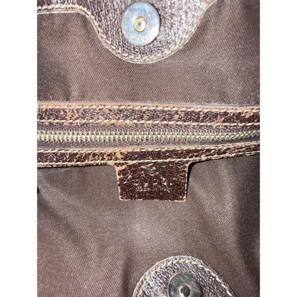 Vintage Gucci GG Canvas Brown Shoulder Tote Bag Leather Trim Read Flaws - Picture 6 of 8